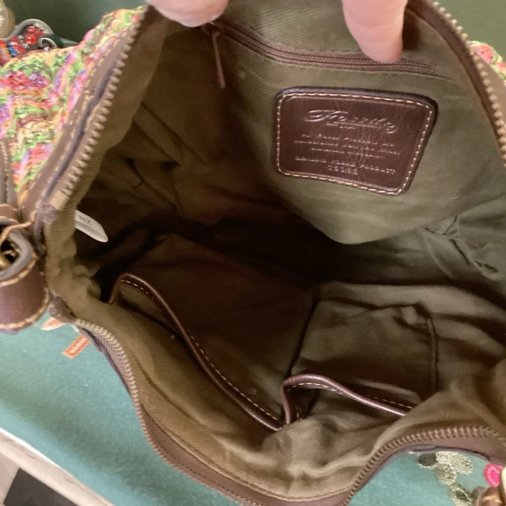 Fossil Multicolor‎ Straw Shoulder Bag with Brown Trim - Picture 5 of 5